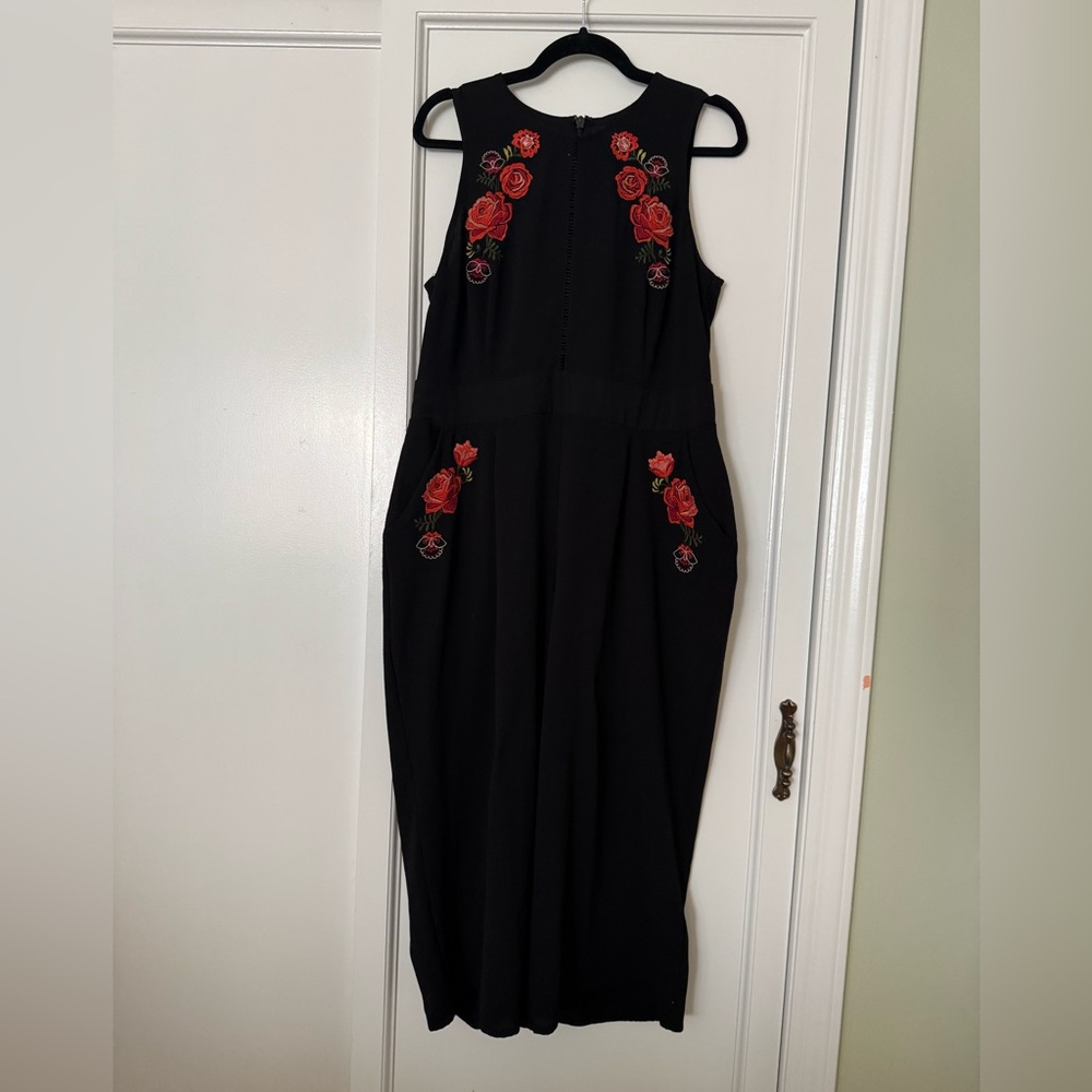 CITY CHIC Rose Embroidered Jumpsuit w/ Pickets Size XS/14/XL